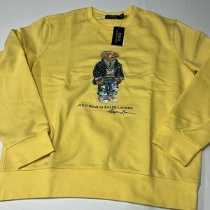 Polo Ralph Lauren Men’s large Empire Heritage Yellow Polo BEAR Logo Sweatshirt